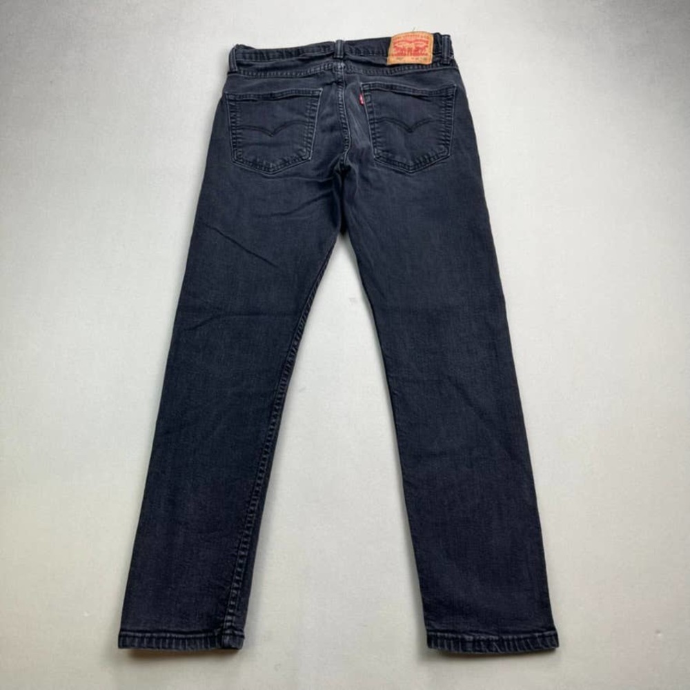 Levis 502 Jeans Mens 33x32 Black Denim Slim Fit Taper Leg Charcoal Wash Red Tab